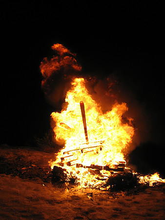 Burning skis to please the weather gods