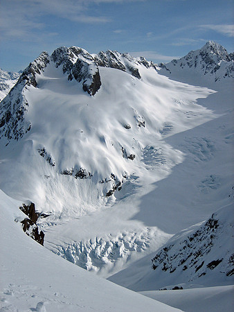 Worm Glacier from the top of 'Guilt Trip'